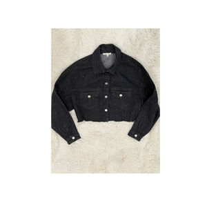 BaeVely Black Cropped Denim Jacket - Sz. Small (EUC)